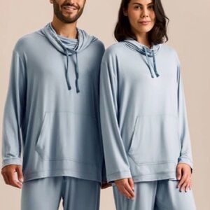 Emirates Business Class Funnel Neck Hoodie Modal Top Unisex S/M Lounge Cozy Soft